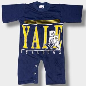 Vintage Yale Bulldogs Baby Romper 18 Months Made In USA Rocki Sports 80s 90s